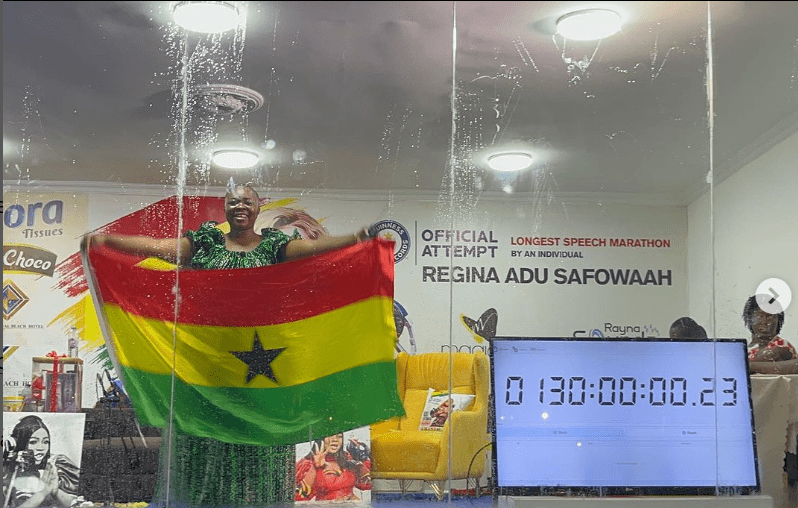 actress-adu-safowaah-completes-her-130-hours-speech-a-thon-gwr-attempt