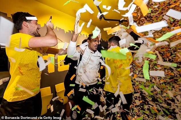 haller:-dortmund-players-celebrate-striker’s-return-after-afcon-victory