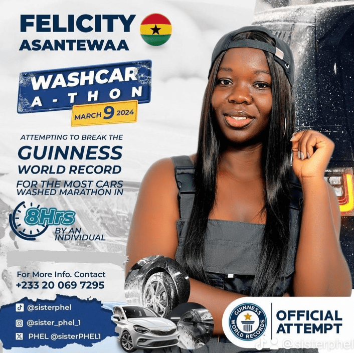 ghanaian-lady-set-to-attempt-guinness-world-record-in-‘washcar-a-thon’-on-march-9