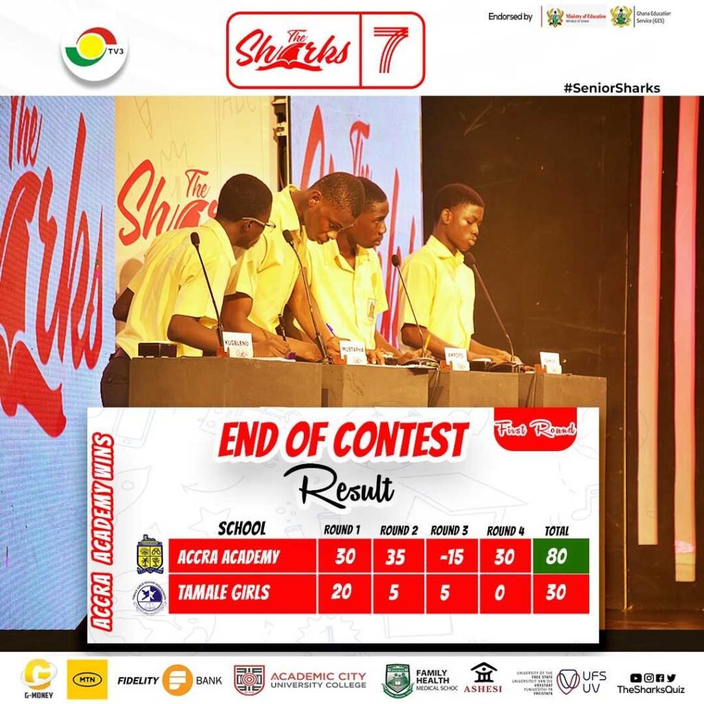 the-sharks-quiz-7:-accra-academy-eliminates-tamale-girl’s-shs-in-first-round